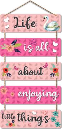 Artvibes Happiness Quote Wooden Designer Wall Hanger for Home Decor Office Gift(WH_6210N)