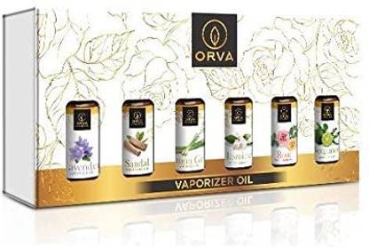 ORVA Pure Vaporizer Oil (Lavender, Rose, Bergamote, Jasmine, Sandal and Lemon Grass) Diffuser, Aroma Oil Pure Vaporizer Oil Combo of 6, Fragrance Vaporizer Oil, Elegant Home Fragrance Solutions, Fragrances for Fine Living - Each 10 ml (Lavender, Rose, Bergamote, Jasmine, Sandal and Lemon Grass)