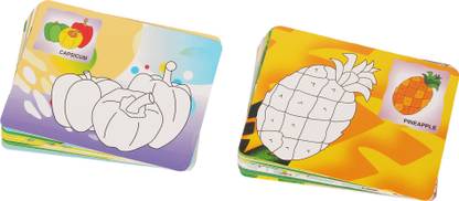 JOYKART 2 In 1 Color & Wipe, Fruits & Vegetables Cards Play & Learn With Wipe-Off Fun