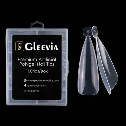 Gleevia Unbreakable Acrylic Nail Quick Building Mold Tips Nail Extension 120pc Stiletto Transparent