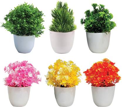 Flipkart SmartBuy Artificial Flower Plant for Home, Office, Garden And Table Decor Pack of 6 Wild Artificial Plant  with Pot