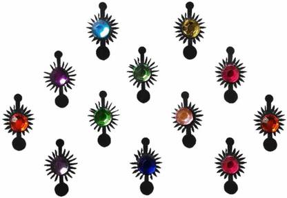 Comet Busters Beautiful Black Bindi With Multicolor Stones (BV285) Forehead Black Bindis