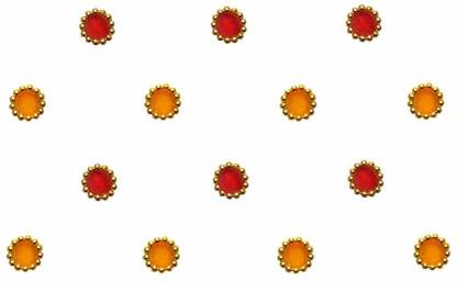 Comet Busters Round Red and Yellow Bindi With Gold Beads Border (4 mm) (BV238) Forehead Multicolor Bindis