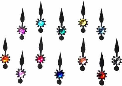 Comet Busters Beautiful Black Bindi With Multicolor Stones (BV287) Forehead Black Bindis