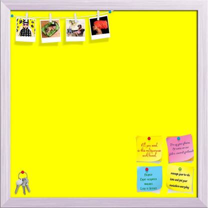 Artzfolio Yellows Yellow Colour Notice Pin Board Soft Board with Push Pins Cork Bulletin Board