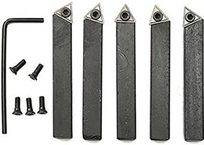 TOOLBUX Carbide Tipped Lathe Turning Cutting Tool Set for CNC Machine (8 mm) -5 Pcs Metal Cutter