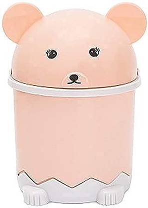 Sarjak Cute Panda Shaped Mini Desktop Trash Bin with Lid Tiny ( Multicolor, Pack of 1) Plastic Dustbin