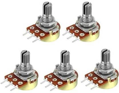 AQBP 10K Ohm Linear Rotary Potentiometer Single Round Variable Resistor (Pack of 5) Electronic Components Electronic Hobby Kit