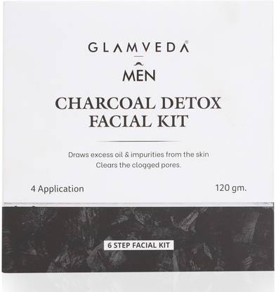 GLAMVEDA Men Charcoal Detox Facial Kit | 6 Steps Facial