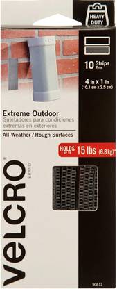 VELCRO Brand - Extreme Outdoor - Extreme - 4" x 1" Strips, 10 Sets - Titanium Adhesive