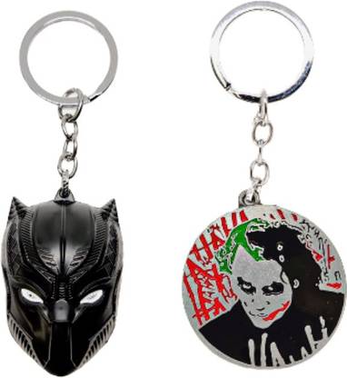 BIPS ENTERPRISES Marvel Avengers Joker Face & Black Panther Combo Keychain Metal Key Chain