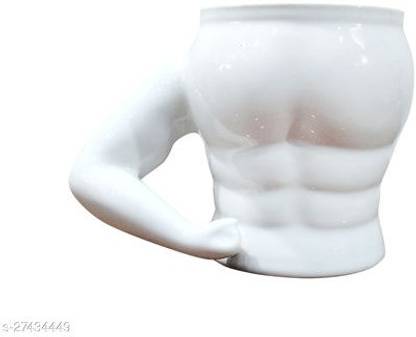 miRim Ceramic Muscle Body Shape Coffee / Milk mug with Unique handle Ceramic Coffee Mug