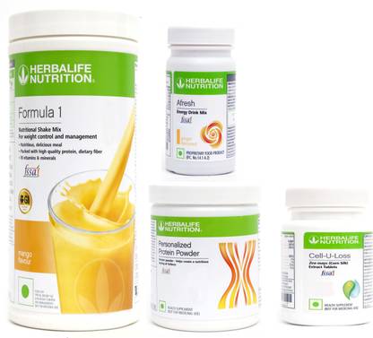 Herbalife Nutrition FORMULA1SHAKE MANGO-500GM+PP200+AFRESH GINGER+ CELL U LOSS TABLET Protein Shake