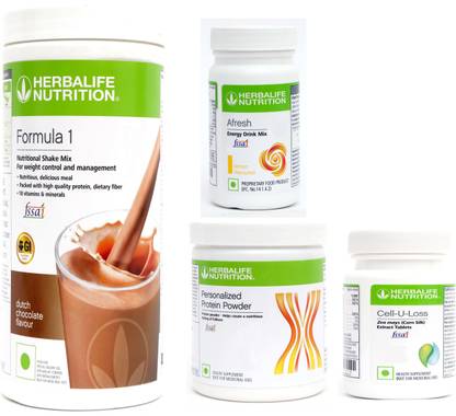 Herbalife Nutrition FORMULA1SHAKE CHOCOLATE-500GM+PP200+AFRESH LEMON+ CELL U LOSS TABLET Protein Shake