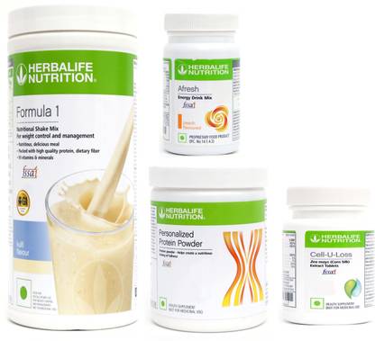 Herbalife Nutrition FORMULA1SHAKE KULFI-500GM+PP200+AFRESH PEACH+ CELL U LOSS TABLET Protein Shake