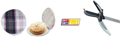 ZuZu Buy Cotton Round Roti Cover (Assorted Color) & Get Vegetable Cutter Free Checkered Roti Round Flap Cover