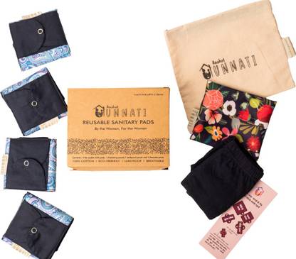 anahat unnati Reusable Cloth Pad Kit | Pack of 4 pads, 1 underwear, 2 pouches | Sanitary Pad