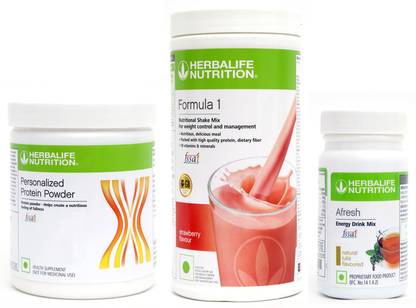 Herbalife Nutrition FORMULA1 STRAWBERRY 500 G PROTIEN 200 G AFRESH ENERGY DRINK TULSI 50 G Plant-Based Protein
