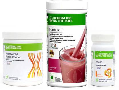 Herbalife Nutrition FORMULA1 ROSE KHEER 500 G PROTIEN 200 G AFRESH ENERGY DRINK PEACH 50 G Whey Protein