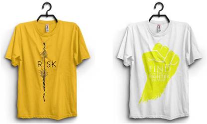 Printed Men Yellow, White T-Shirt