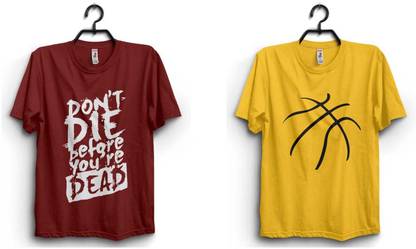 Trendy Duniya Printed Men Maroon, Gold T-Shirt