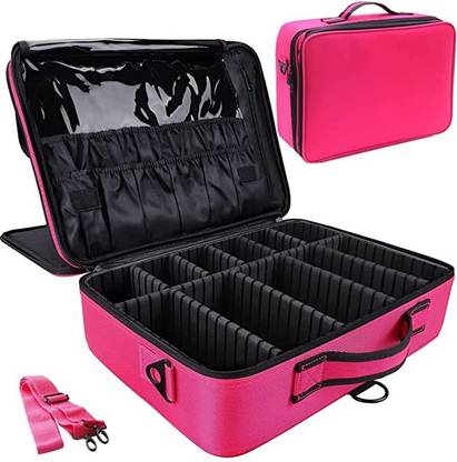 LACOPINE Professional Makeup Artist Travel Bag Cosmetic Case Organizer With EVA Dividers Gift For Women Girls Make up, Jewelry, Toiletries, Shaving Kit Vanity Box