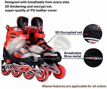 Maa impex Sparkle Adjustable Inline Skates with Front Light up Wheels In-line Skates - Size 7 UK
