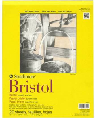 Strathmore 300 series Better Bristol Acid Free Finished Art Work 11" x 14" Smooth Paper Pad Sketch Pad