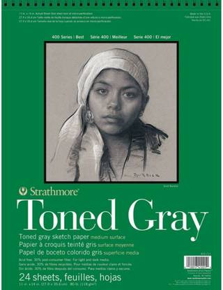 Strathmore 400 Series Toned Gray 11'' x 14'' Mediam 118 GSM Micro-perforated Album Art Book Sketch Pad