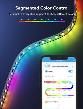 PAIX TECH RGBIC Strip controls by Mobile App, Alexa, Google Assistant, Siri Light Strip
