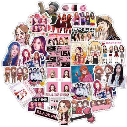 Zorbes 8 cm Blackpink Cartoon Figurature Sticker PVC Waterproof Stickers Self Adhesive Sticker