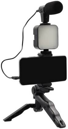 Wanzhow Best Mobile Vlogging Kit with Microphone Tripod Stand and LED Light Vlogging Tripod Kit