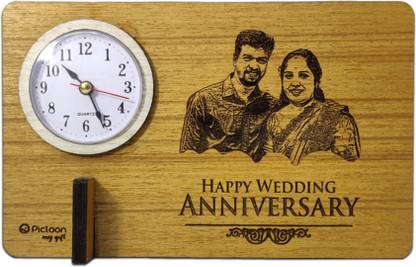 Picloon Photo Engraved Wooden Standee Clock Customized (5 x 8 Inches)
