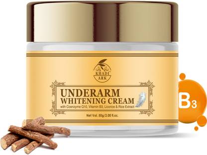 Khadi Ark Dark Underarm Skin Whitening Cream with Niacinamide, Mulethi, Rice, Coenzyme Q10
