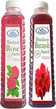 बद्रिका Pure Natural Rose And Rhododendron(Buransh) Sharbat/Squash/Juice