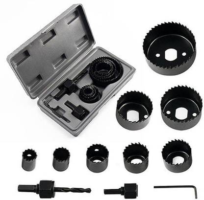 Kshivi Professional Drill Bit Set Holesaw 11pcs Woodworking Hole Saw Drill Bit Kit 3/4" to 2 1/2" Drilling Tool Wood Thin Alloy Metal Cutter Core Drill Bits
