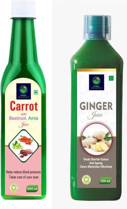 OVENEX Carrot Beetroot Amla 1000ml & Ginger 500mlNatural Juice 2 PCS