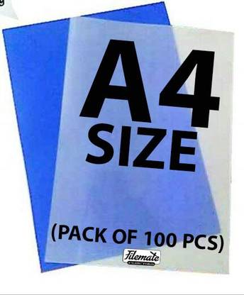 FileMate A4 size Spiral Binding Sheet(Set of 50)(Each Set Contains Two Sheet: one Blue opac and one White Transparent Sheet)(Total Pack Contains 100 Sheets)(Size: 8.25 X 11.75 inch)