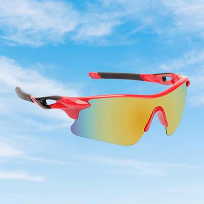 Cereto Red & Black Sports Sunglass For Cricket, Cycling, Trekking / Cricket Sunglass Cricket Goggles