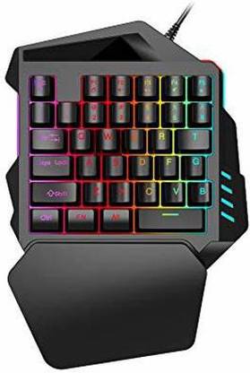 Elon 35 Keys one Handed Wired Mobile Gamming Keyboard with Colorful Backlit Wired USB Handheld Gaming Keyboard Compatible with Desktop, Laptop, Mac