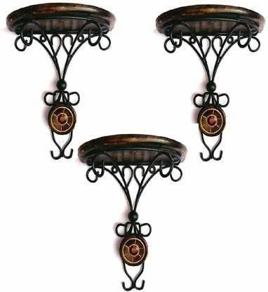 Screeno wall shelf Wall Mounted Wooden & Wrought Iron Wall Bracket/Home Decor Beautiful Iron, Wooden Wall Shelf