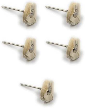 HOUF Mounted Muslin Cloth Buff Cream 5pcs for Polishing/Buffing/Cleaning for Dremel Rotary Tool, Micro Hand Motor, Polishing Motor for Jewellery Making, Watchmaking Rotary Tool