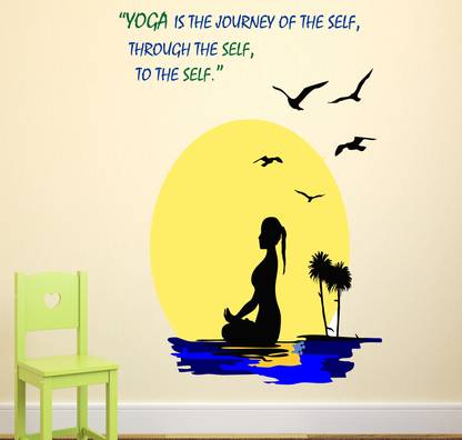 LANSTICK 106.68 cm QUOTE ON YOGA WITH GIRL DOING YOGA IMAGE STICKER Self Adhesive Sticker