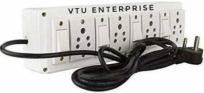 VTU ENTERPRISE 4+4 Extension Board With 3 Meter Wire 4  Socket Extension Boards