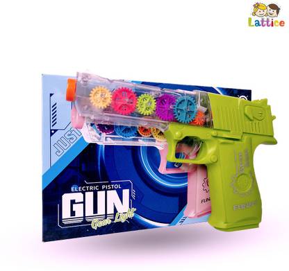 Lattice 3D Lights & Musical Blaster Gun with Moving Gears Concept Gun Toy (Green) Guns & Darts