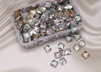 NAVMAV Button 2Holed for Sewing Small SquareShape Button for Embroidery Work 20Pc 10MM