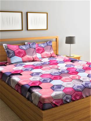 Home Sizzler Microfiber Double Flat 144 TC Printed Bedsheet