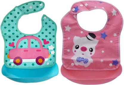 MOMSCAPE Waterproof Baby Silicon Bib for Feeding Infant with Detachable Food Catcher Tray