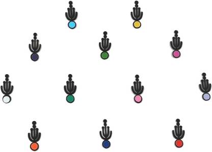 Comet Busters Beautiful Black Bindi with Multicolored dots (BV405) Forehead Black Bindis