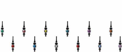 Comet Busters Beautiful Black Bindi With Multicolor Stones (BV306) Forehead Black Bindis